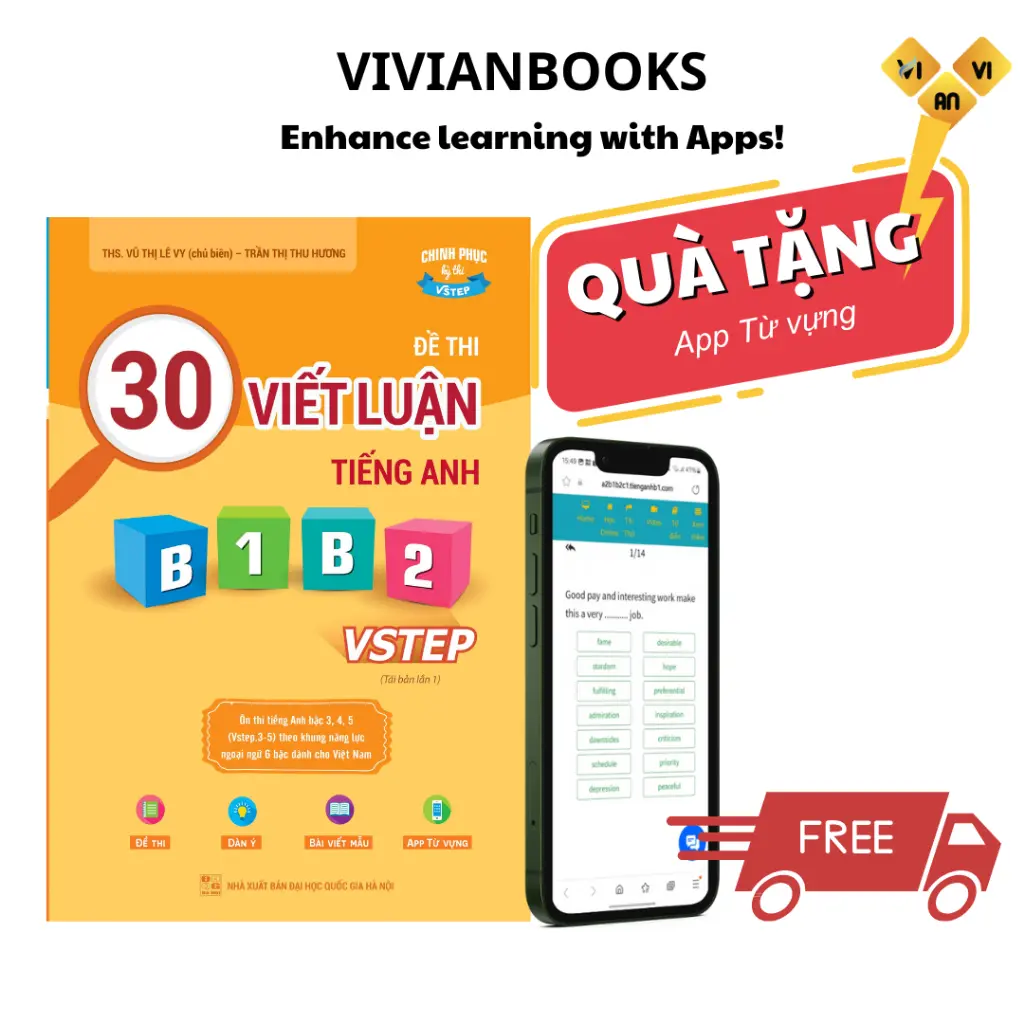 Sách 30 đề thi Viết luận tiếng Anh B1, B2 Vstep ôn thi ngoại ngữ bậc 3, 4; VSTEP IELTS essay writing band 4.5 - 6.0
