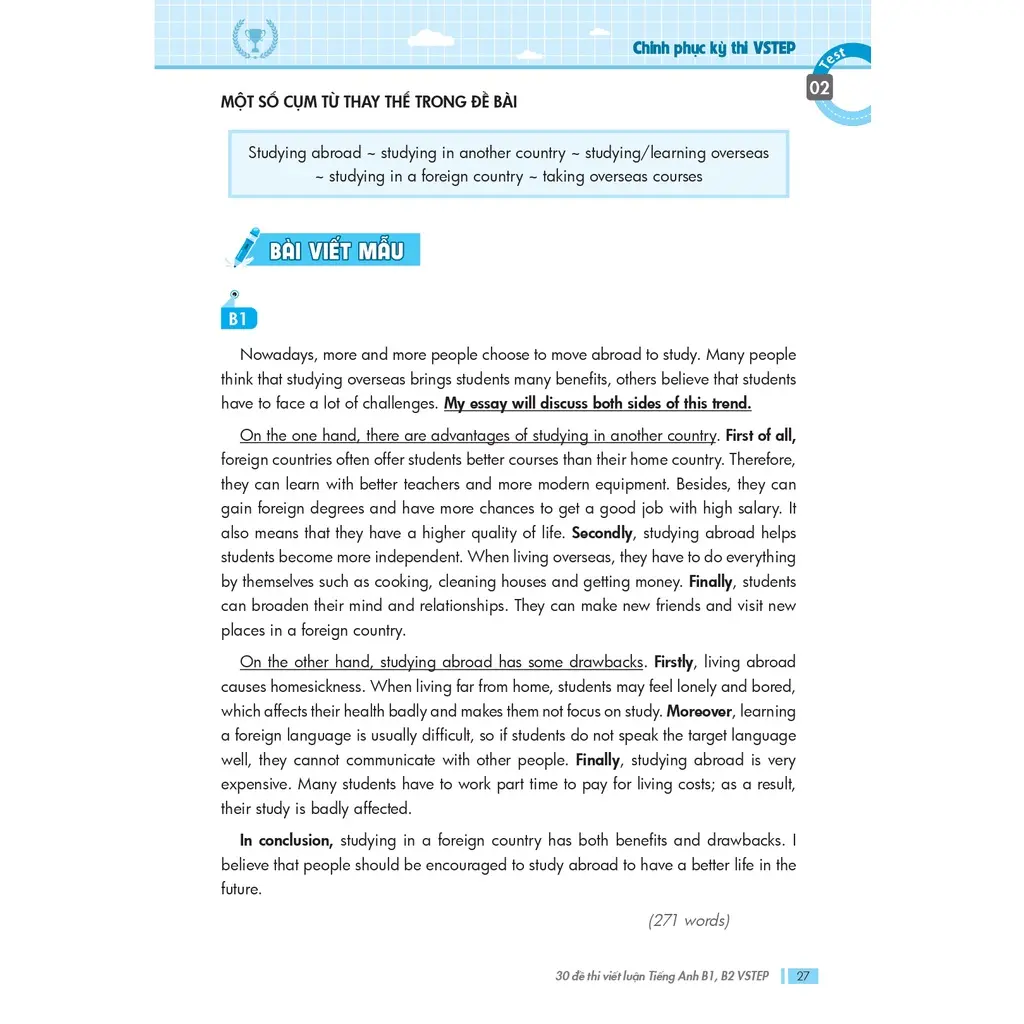 Sách 30 đề thi Viết luận tiếng Anh B1, B2 Vstep ôn thi ngoại ngữ bậc 3, 4; VSTEP IELTS essay writing band 4.5 - 6.0 - Hình 8