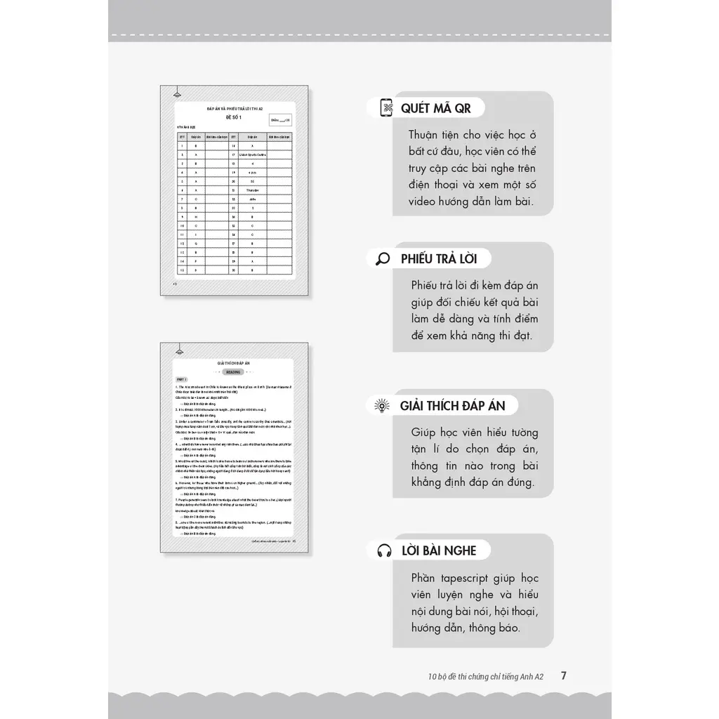 Sách 10 Bộ đề thi chứng chỉ tiếng Anh A2 - Ôn thi Vstep bậc 2 - chứng chỉ ngoại ngữ (Anh văn) bậc 2 khung NLNN Việt Nam - Hình 5