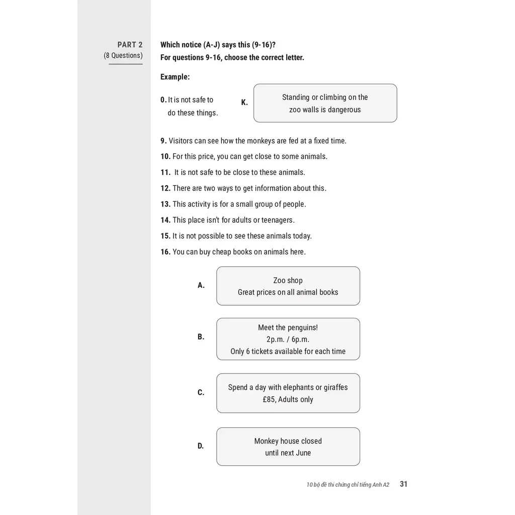 Sách 10 Bộ đề thi chứng chỉ tiếng Anh A2 - Ôn thi Vstep bậc 2 - chứng chỉ ngoại ngữ (Anh văn) bậc 2 khung NLNN Việt Nam - Hình 8