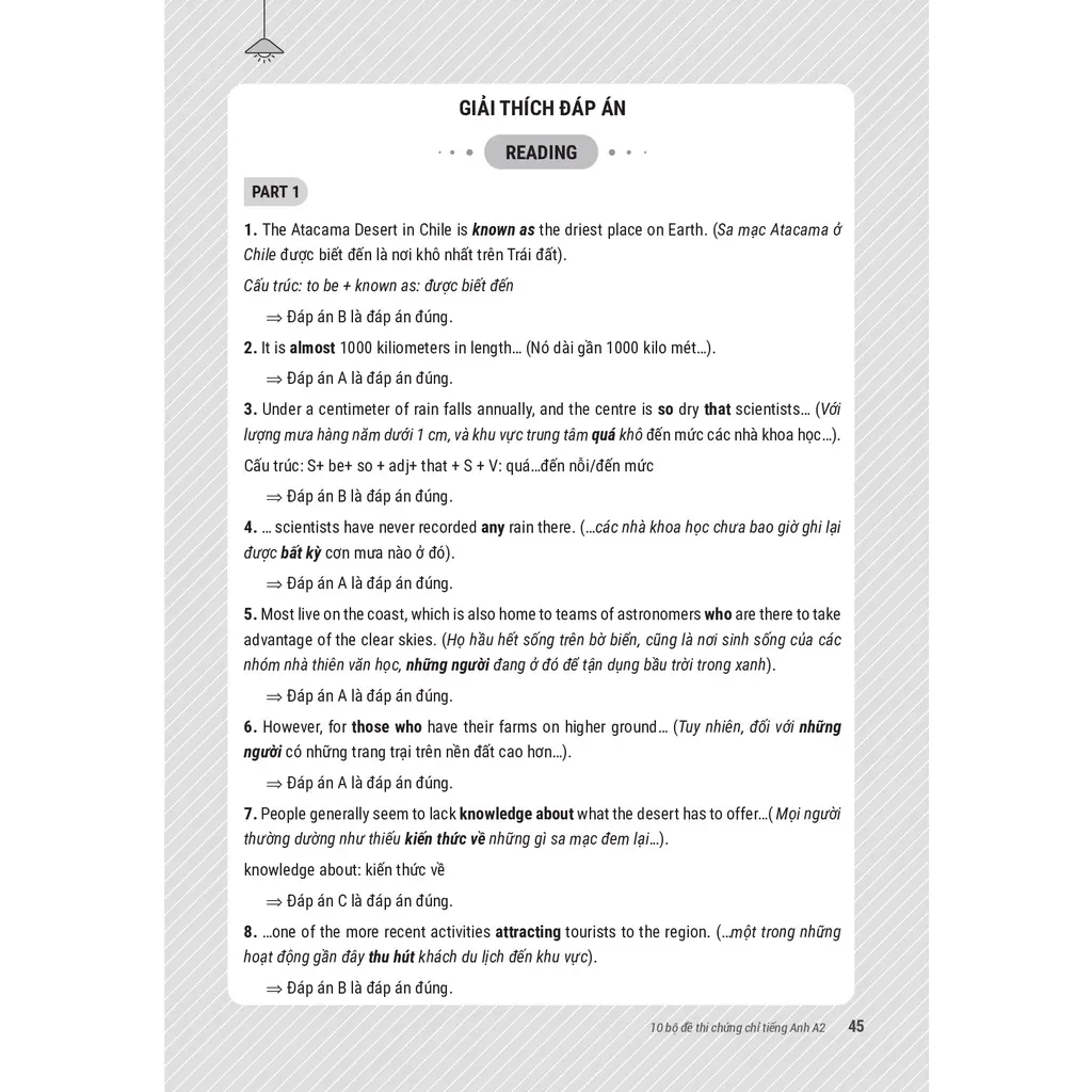 Sách 10 Bộ đề thi chứng chỉ tiếng Anh A2 - Ôn thi Vstep bậc 2 - chứng chỉ ngoại ngữ (Anh văn) bậc 2 khung NLNN Việt Nam - Hình 9